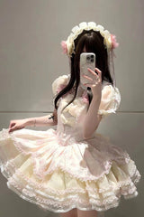 BXOXO - Jasmine Rain Print Stitching Lace Sweet Lolita Jsk Dress 6 Colors