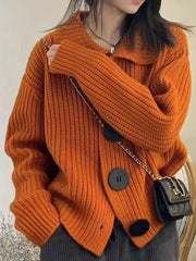 BXOXO Long Sleeves Loose Buttoned Split-Joint Lapel Cardigan Tops