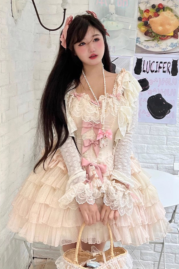 BXOXO - Love God Girl Romantic Ballet Style Multi-layer Ruffle Sweet Princess Lolita Dress 2 Colors