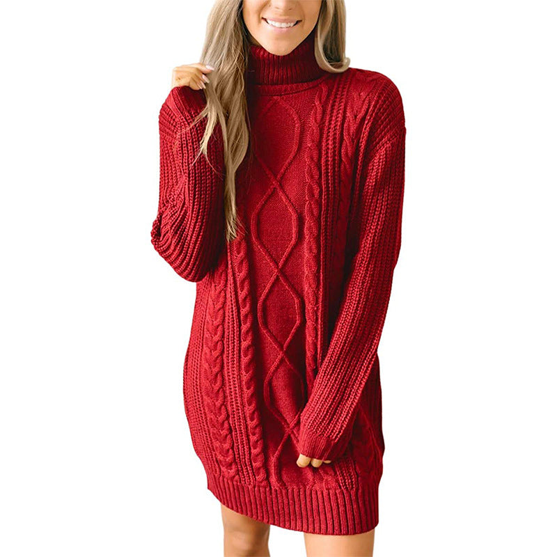 tailgate outfit black women Women's Long-Sleeved round Neck Dress Knitted Pullover Sweater Women