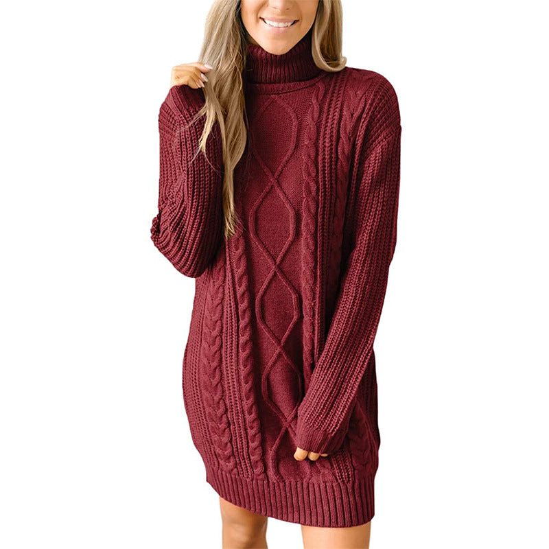 tailgate outfit black women Women's Long-Sleeved round Neck Dress Knitted Pullover Sweater Women