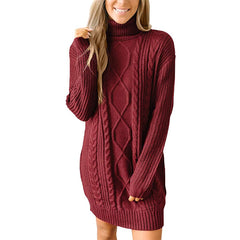 tailgate outfit black women Women's Long-Sleeved round Neck Dress Knitted Pullover Sweater Women