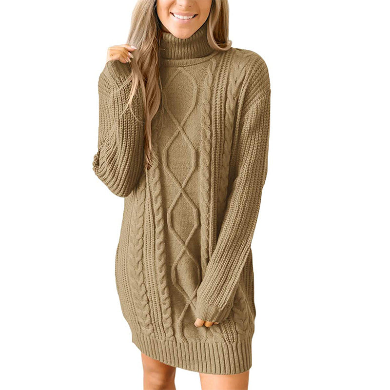 tailgate outfit black women Women's Long-Sleeved round Neck Dress Knitted Pullover Sweater Women