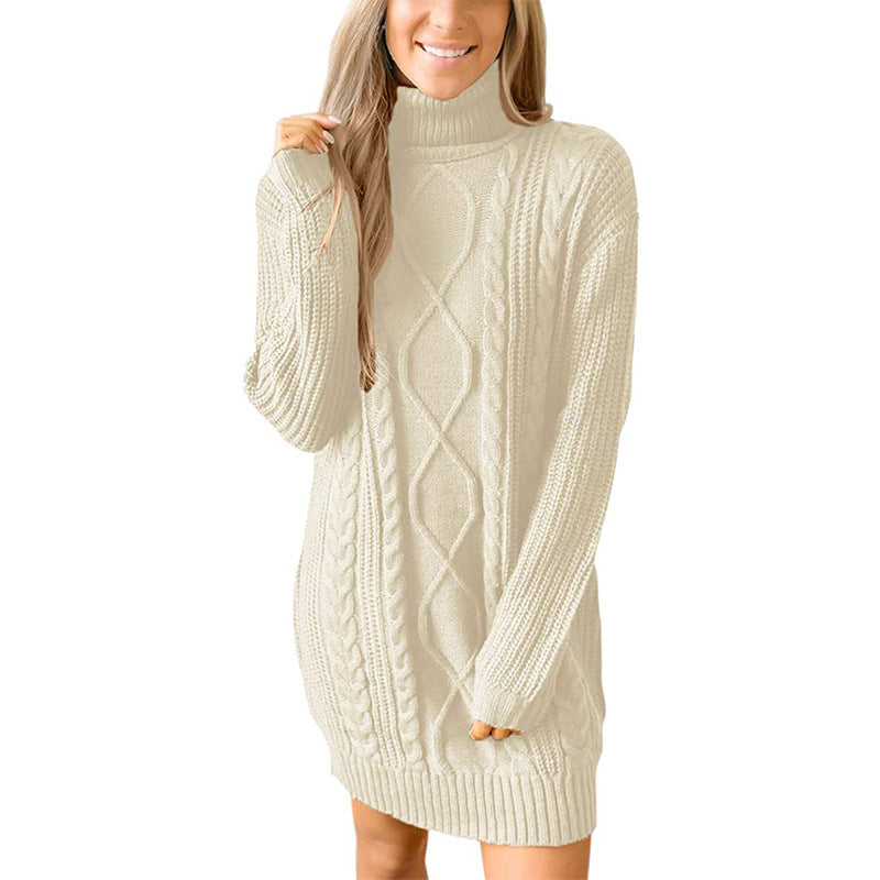 tailgate outfit black women Women's Long-Sleeved round Neck Dress Knitted Pullover Sweater Women