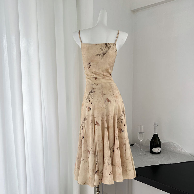 BXOXO - summer inspo New Chinese Style Fashionable Retro Slim Fit Suspender Dress for Women's Summer New Print Sleeveless Dresses