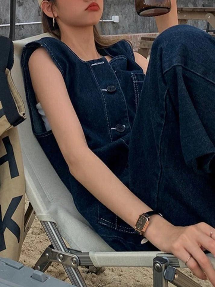 Trendy Loose Denim Jumpsuit