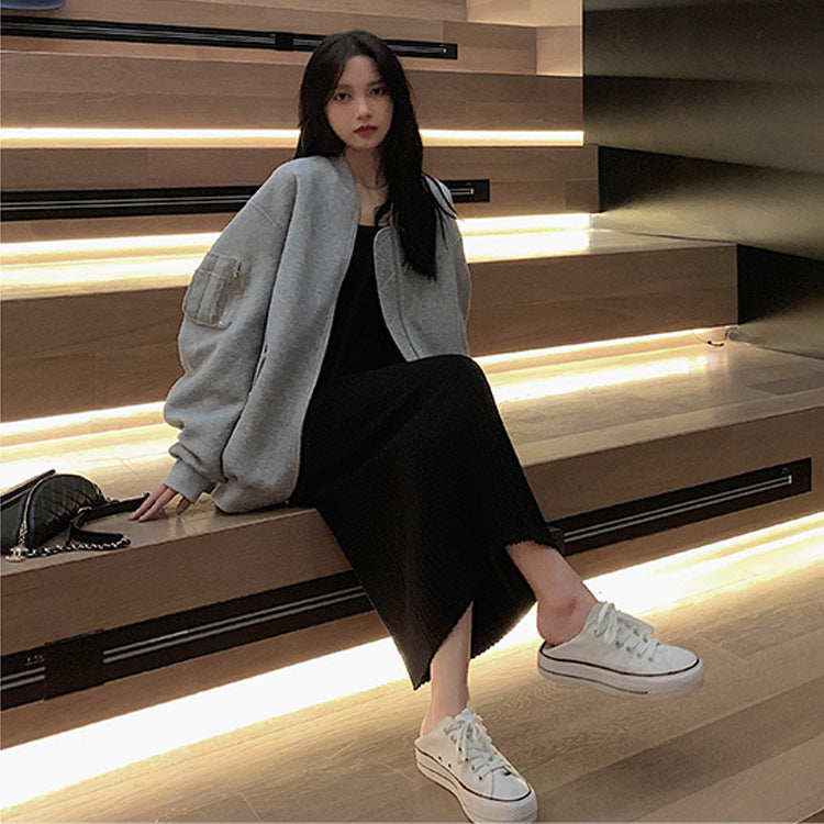 outfit inspo fall Knitted Sling Dress Spring/Summer New Slimming Elegant Bottoming Skirt with Overcoat Inner Dress Vest Skirt