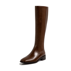 barn jacket outfits All-Leather Brown Boots Produced All Year round Women's Autumn High Heel Two-Layer Cowhide Fleece-lined Warm Knight