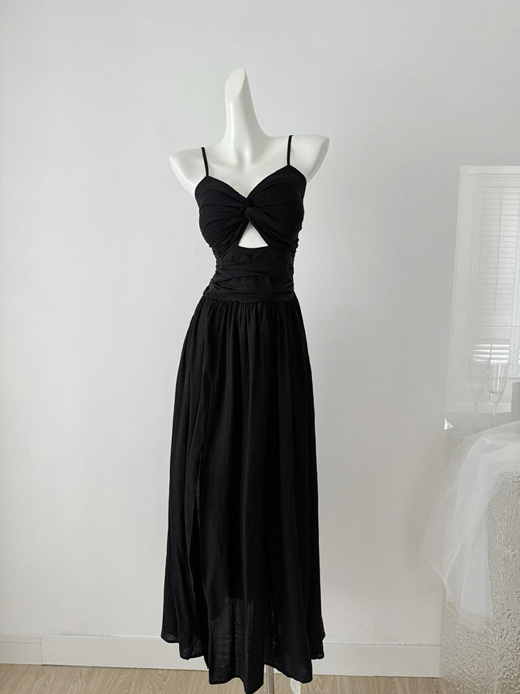 BXOXO - summer inspo Women's Fashion Sexy Hollow Out V-Neck Suspender Dress Backless High Waist Dresses Temperament Casual Vacation Dress