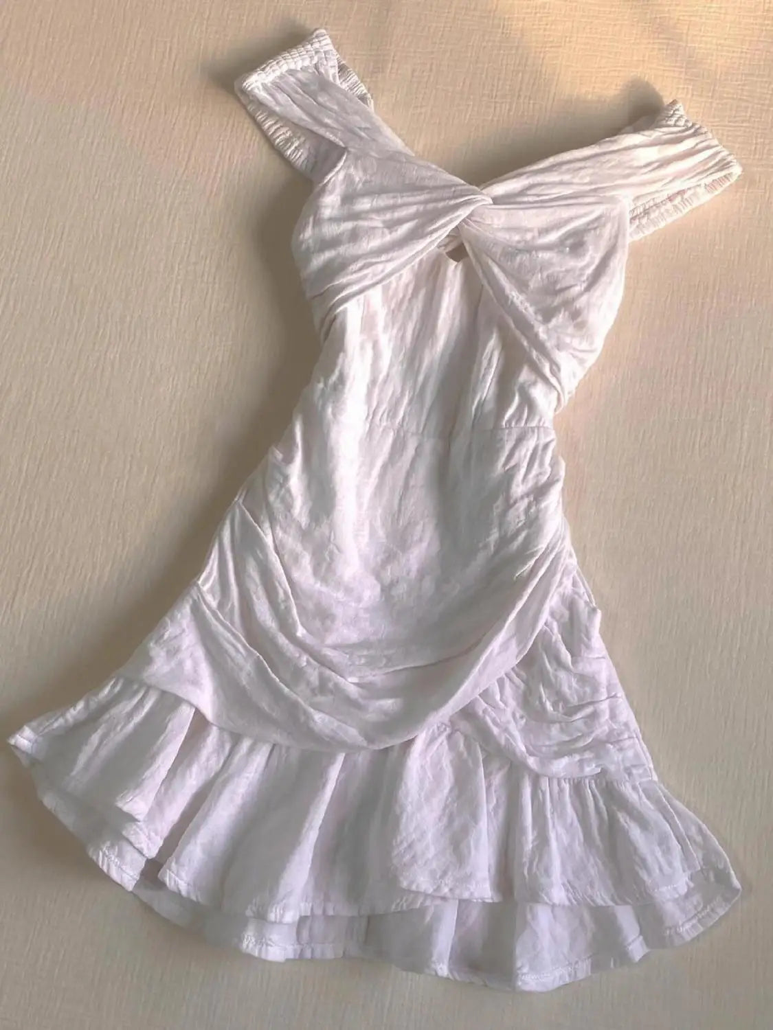 BXOXO Korea Summer Mini Dresses White Sexy Women Clothes Harajuku Sweet Girl Cross Kpop Short Dress Punk Vintage Femme Y2K Party Dress