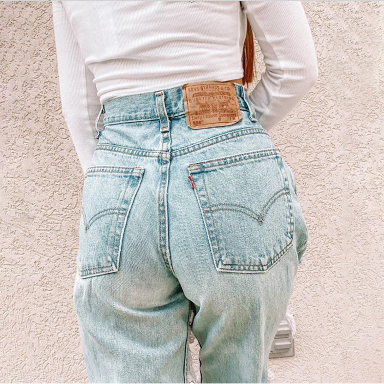 hipster Women's Ripped Fashion Casual Denim Trousers