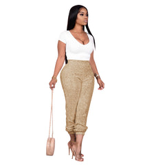 Autumn and Winter Stretch Sequined Women's Casual Bottoming Pants