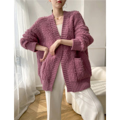 discover style ideas [] Quality Wool Thick Sweater Cardigan Coat for Women Autumn and Winter New Lazy Soft Glutinous Loose Sweater