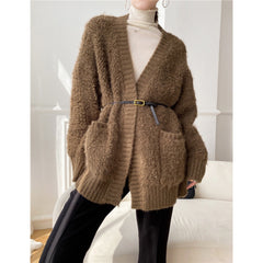 discover style ideas [] Quality Wool Thick Sweater Cardigan Coat for Women Autumn and Winter New Lazy Soft Glutinous Loose Sweater