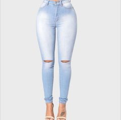 nba outfit for women EBay Women's Slimming High Elastic Ripped Jeans Pencil Pants
