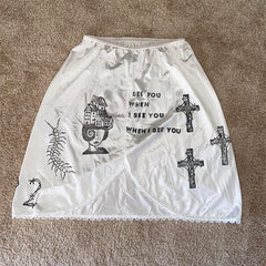 Bxoxo Y2K Grunge gothic hip-hop emo girls rock streetwear punk women's high waist skirt geometric print Chic skirt vintage Harajuku