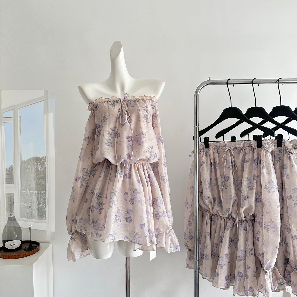BXOXO Summer Korea Fashion Pretty Mini Dress Women Lace-Up Off Shoulder Print Party Dress Female Sexy Sweet High Street Clothing New