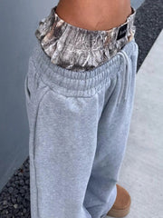 BXOXO Y2K Retro Sweatpants Double Waisted Embroidered Camouflage Pattern Wide Leg Pants Casual Streetwear Unisex Baggy Pants