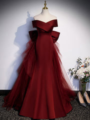 BXOXO DRESS TO IMPRESS Burgundy Mermaid Long Prom Dress, Burgundy Formal Evening Dresses