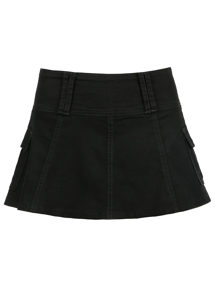 BXOXO - summer inspo Sweetown White A Line Y2K Denim Shorts Skirts Womens Black Side Pocket Casual Cargo Jean Skirt Simple Preppy Golf Tennis Outfits