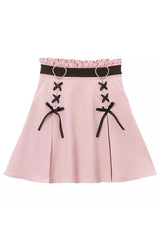 BXOXO - Heart Shape Decoration Bowknot Sweet Jirai Kei Skirt 2 Colors