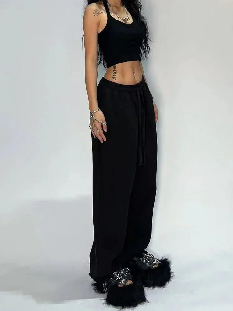 BXOXO Casual Gray Sweatpants Women Wide Leg Black Joggers Classic Baggy Streetwear Female Oversized Sports Trousers All-match