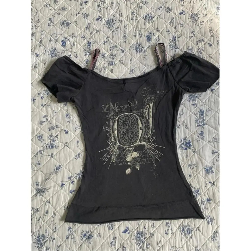 BXOXO 90s Vintage Clothes Women Tshirts Punk Sexy Short Sleeve Casaul Summer Streetwear Hotgirl T Shirt Gothic Slim Tee Femme Crop Top