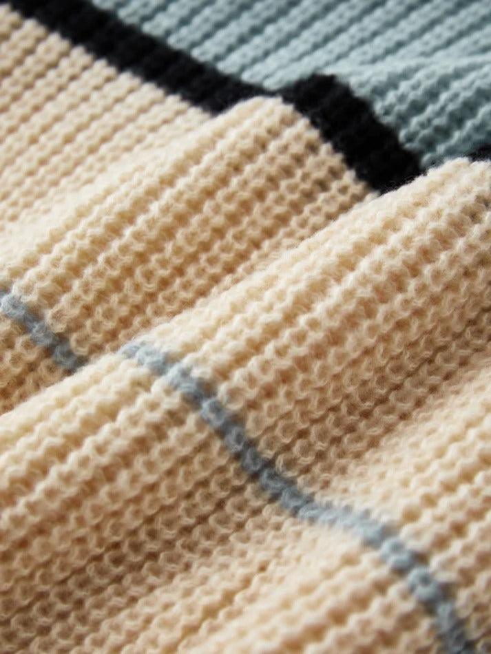 Stripe Contrast Color Short Loose Sweater