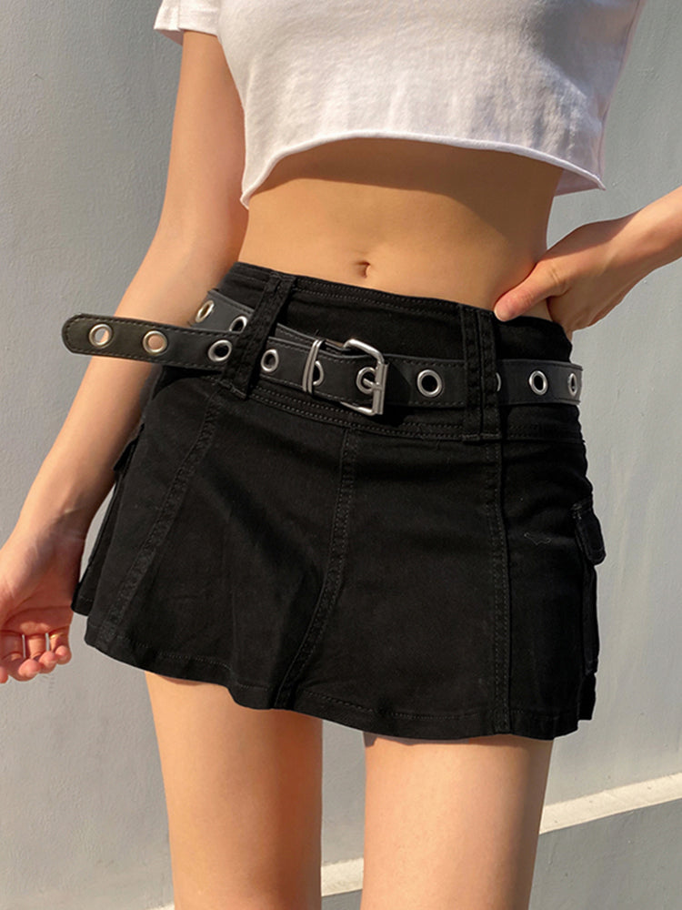 BXOXO - summer inspo Sweetown White A Line Y2K Denim Shorts Skirts Womens Black Side Pocket Casual Cargo Jean Skirt Simple Preppy Golf Tennis Outfits