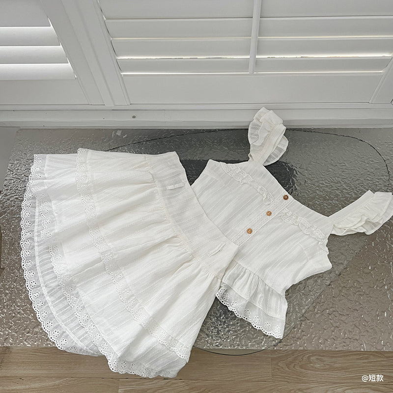 BXOXO - summer inspo 2025 Summer New Lace Stitching Camisole Top Sweet Long Skirt Two Piece Sets Women Square Neck Top A-line Skirt Suit