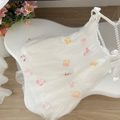 BXOXO - summer inspo Women's Summer New Suspender Dress Temperament Flower Fairy Mesh Fluffy First Love Tea Break Beach Dress