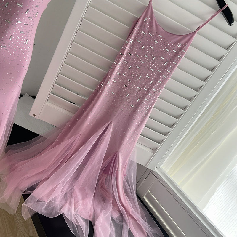 BXOXO - summer inspo Elegant Sleeveless Maxi Dress Women Elegant Fishtail Dresses Summer New Chic Splicing Design Party Suspender Dress Vestidos