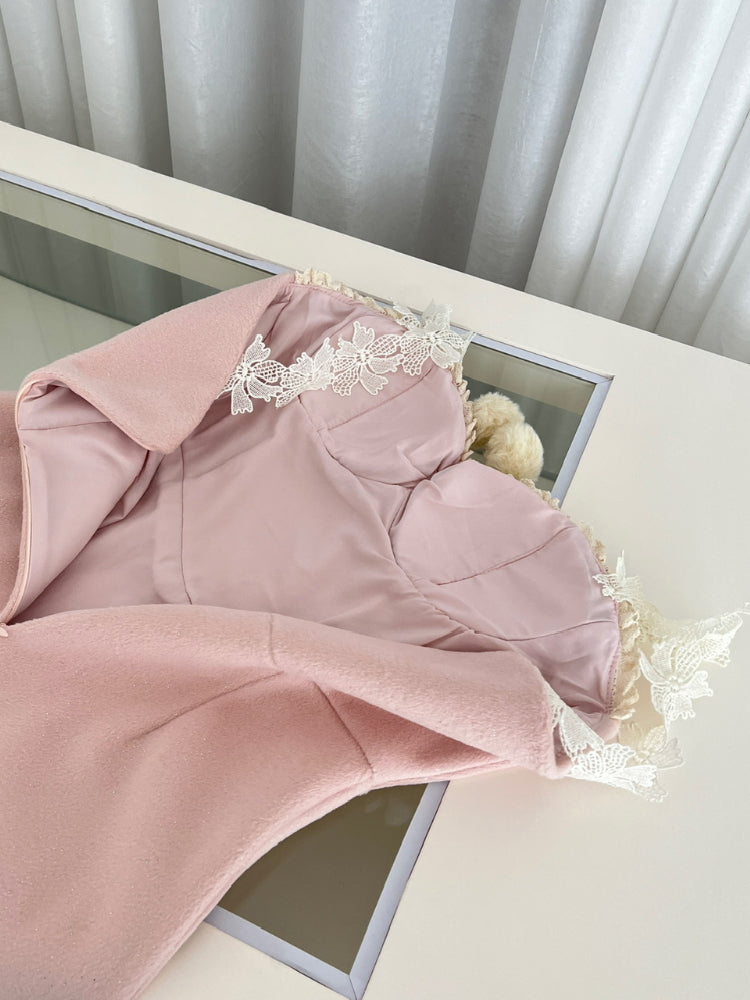 BXOXO Japanese Fashion Sweet Kawaii 2 Piece Set Women Mesh Lace Tops+Splicing Halter Mini Dress Female Casual Cute Designer Suits New