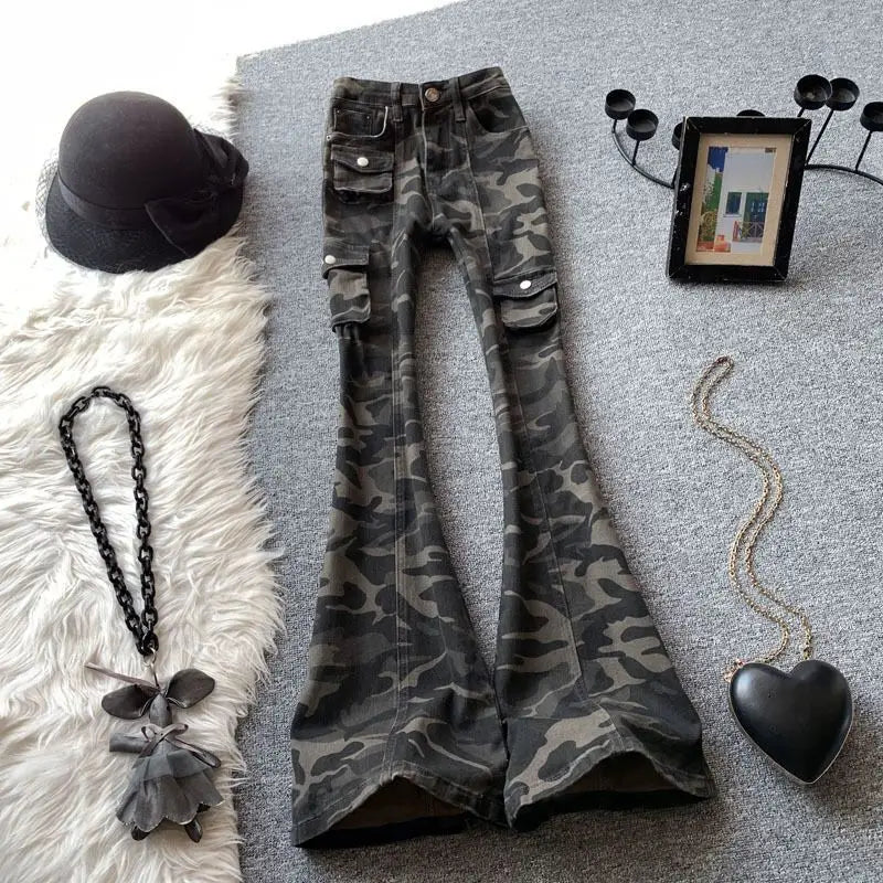 BXOXO Pants Streetwear Vintage Women Clothing High Waist Camouflage Joggings Femme Hip Hop Punk Sweatpants Y2k Cargo pants Trousers
