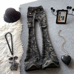 BXOXO Pants Streetwear Vintage Women Clothing High Waist Camouflage Joggings Femme Hip Hop Punk Sweatpants Y2k Cargo pants Trousers