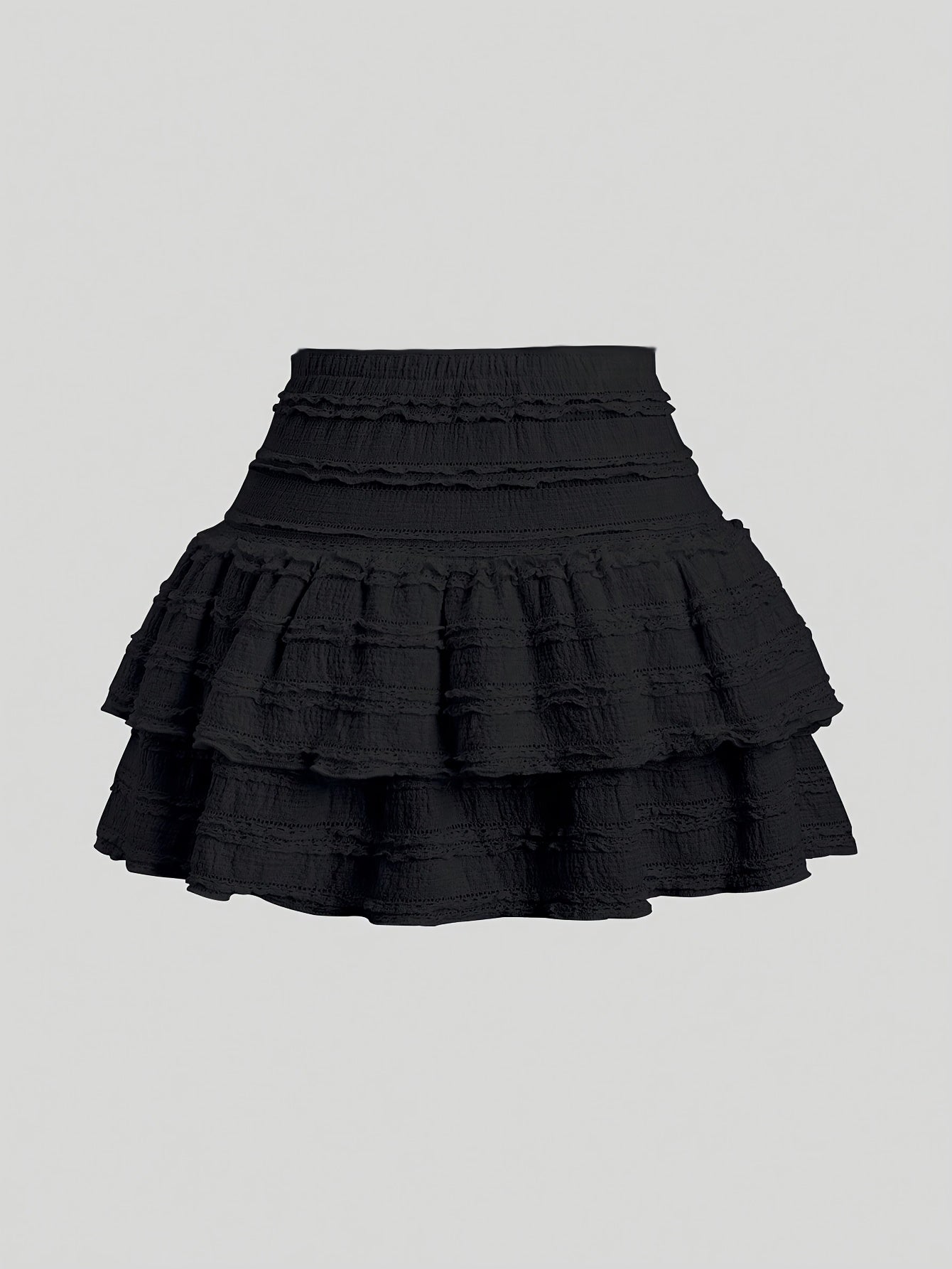BXOXO Solid Color Lace Trim Number Print Double Layer Hem Skirt, Casual & Vacation Y2K Outfit