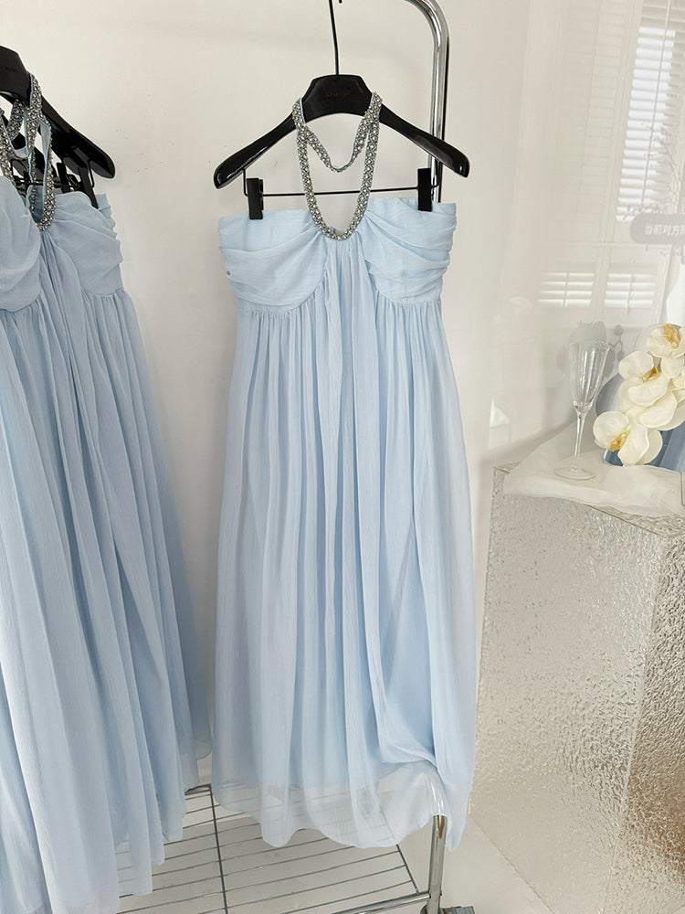 BXOXO - summer inspo French Retro Backless Dress Holiday Style Sleeveless Slip Dress For Women 2025 Summer Elegant Casual Long Dresses