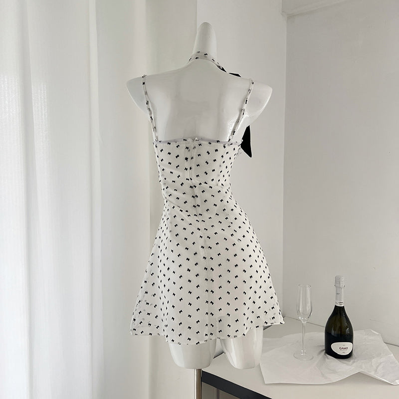 BXOXO - summer inspo 2025 Summer Women Print Dress Y2K Retro Black Bow Patchwork Sleeveless Bodycon Dresses Sexy 90s Ladies Streetwear