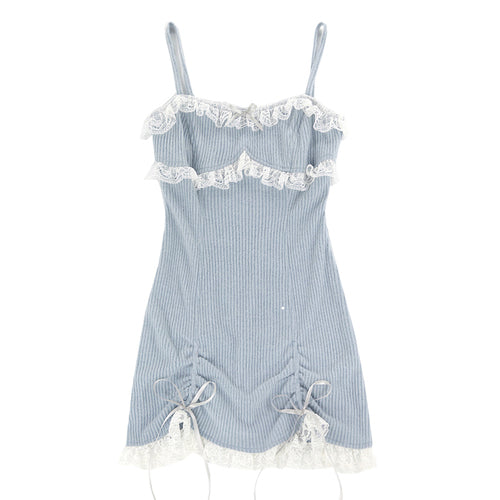 BXOXO party look inspos Lace Japanese Sweet Lolita Dress Women Bow Pink Kawaii Party Mini Dresses Female Blue Princess Korean Fashion Dresse Winter 2025