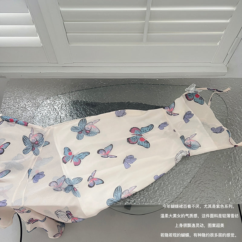 BXOXO - summer inspo Butterfly Suspended Dress For Women's Spring/Summer New Sweet Halter Dress Fashion Versatile Dresses