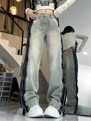 Street Distressed Side Zip Up Boyfriend Jeans