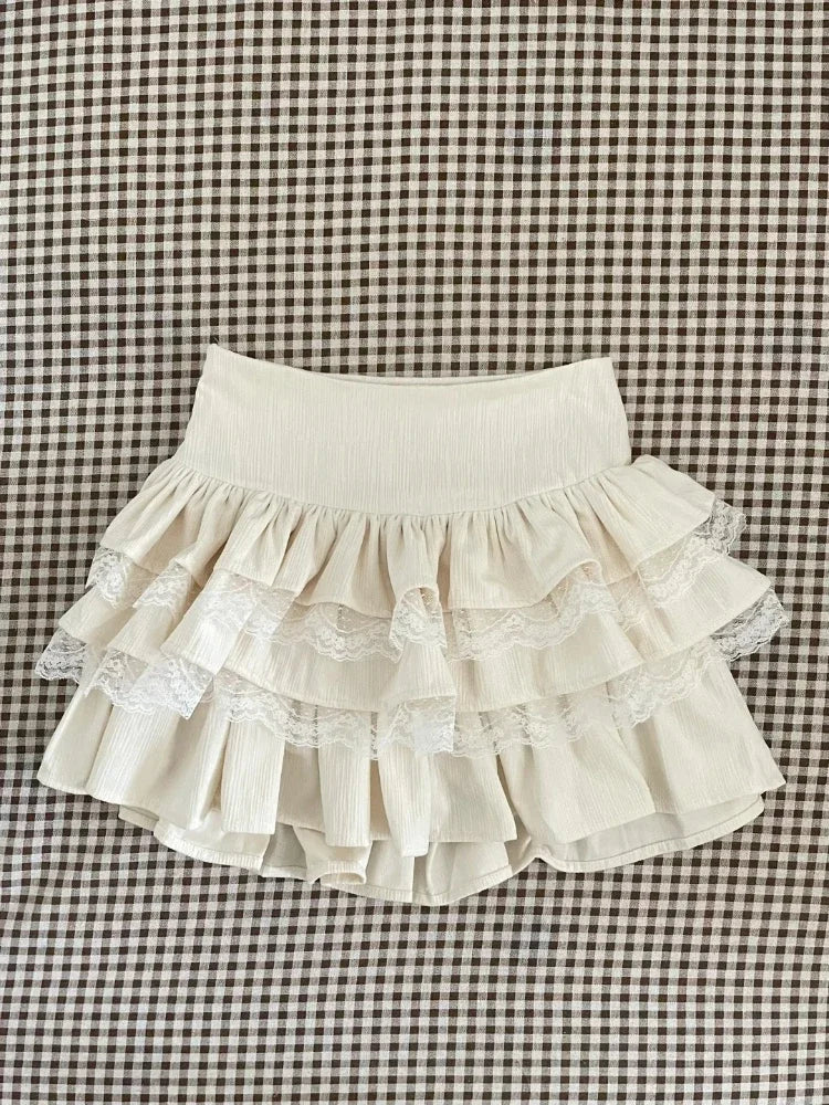 BXOXO Winter Kawaii Sweet 2 Piece Set Woman Off Shoulder Bow Knitted Tops + Mini Cake Skirt Female Korean Fashion Casual Suit 2025 New
