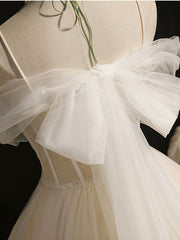 BXOXO Light Champagne Tulle Short Prom Dress, Puffy Tulle Lace Homecoming Dress