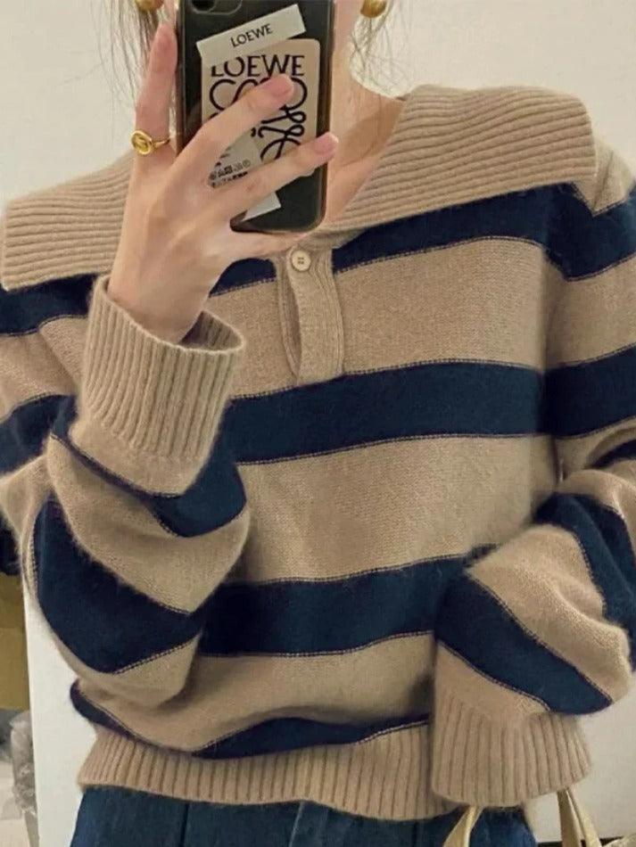 Vintage Stripe Sailor Collar Sweater