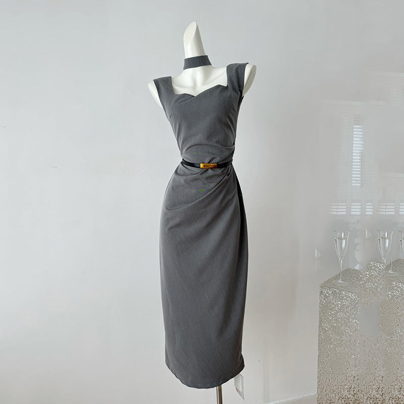 BXOXO - summer inspo Women Sleeveless Slit Midi Dress Fashion Commuting Temperament Dress 2025 Summer New High Waisted Dress