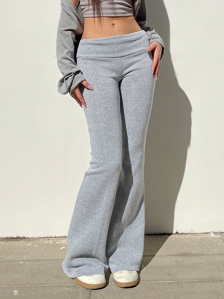 BXOXO - summer inspo Sweetown Gray Slim Low Waist Casual Sweatpants For Women Black Solid Simple Basic Flared Pants Sports Jogging Trousers
