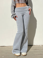 BXOXO - summer inspo Sweetown Gray Slim Low Waist Casual Sweatpants For Women Black Solid Simple Basic Flared Pants Sports Jogging Trousers