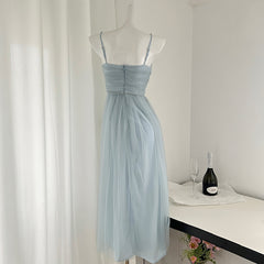 BXOXO - summer inspo Korean Fashion Mesh Dress 2025 Summer New Backless Suspender Dress Vacation Midi Dress Beach Party Vestidos