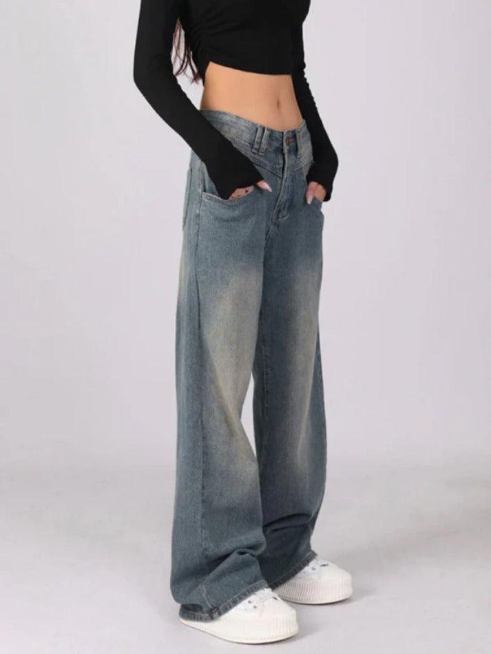 Vintage Washed High Waist Boyfriend Jeans