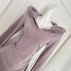 BXOXO - summer inspo Hooded Dress For Women 2025 Autumn New Korean Style Fashion Long Sleeve Slim Fit Dress Temperament Casual Dresses